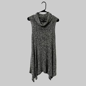 Grey Sleeveless Sweater Dress/Tunic with Cowl Neck